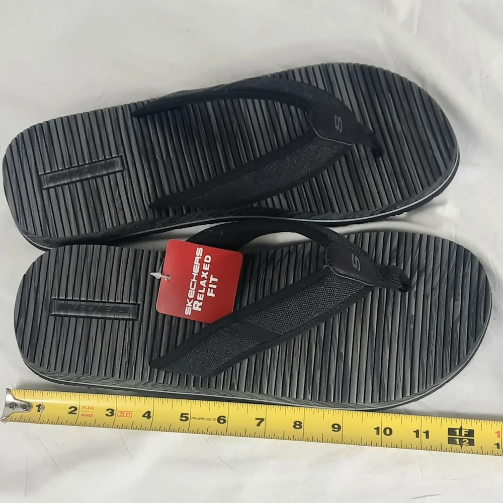 Skechers Tantric Rafe Mens Thong Sandals Size 13 Relaxed Fit Comfort Black NEW